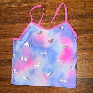 btween Unicorn Print Swim Camisole - Blue and Pink